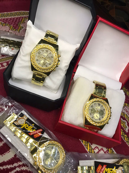 Men's AURELUX Gold Chronograph Watch.