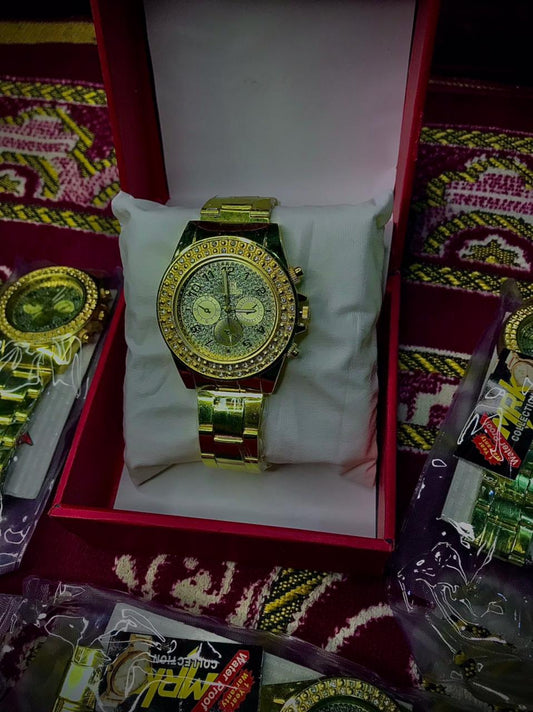 Men's AURELUX Gold Chronograph Watch.